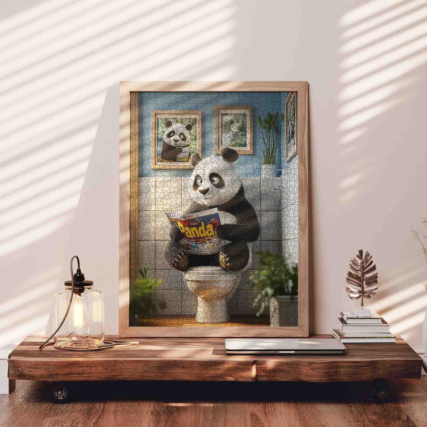 Bathroom Panda Reader Jigsaw Puzzle