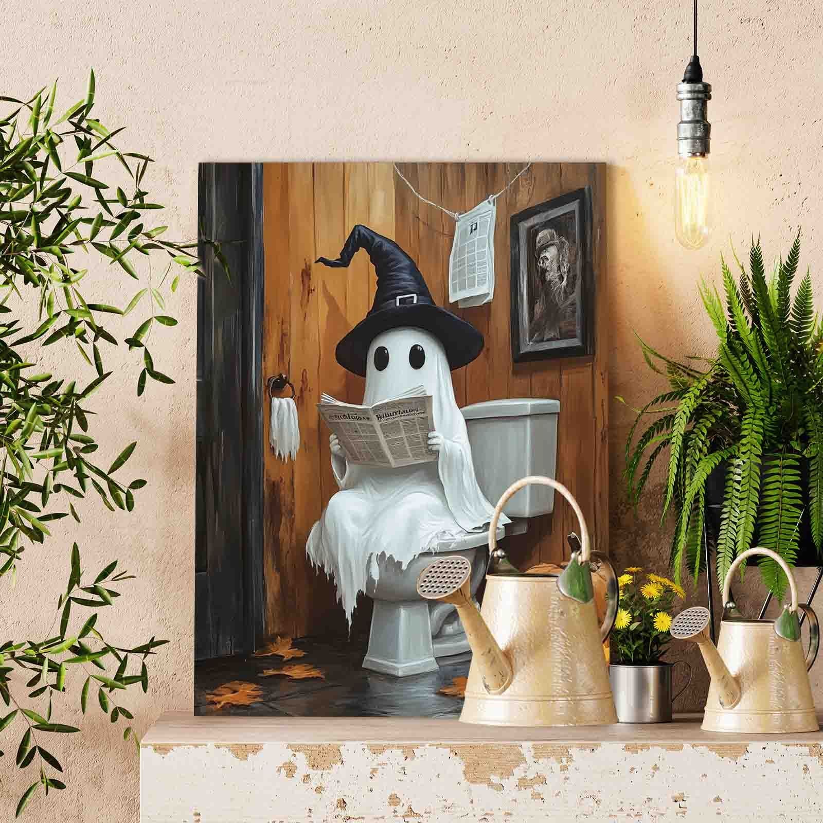 Bathroom Ghost Reading Paint by Numbers