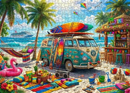 Beach Camper Surf Adventure Jigsaw Puzzle