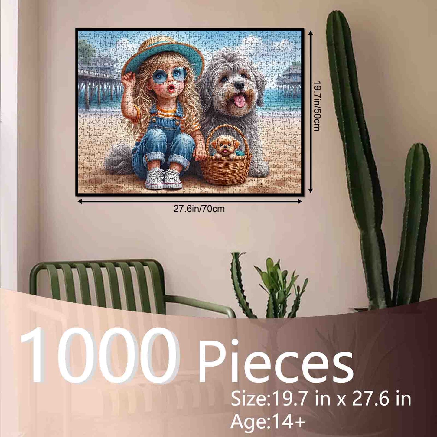 Beach Day Friendship Girl and Dogs Jigsaw Puzzle