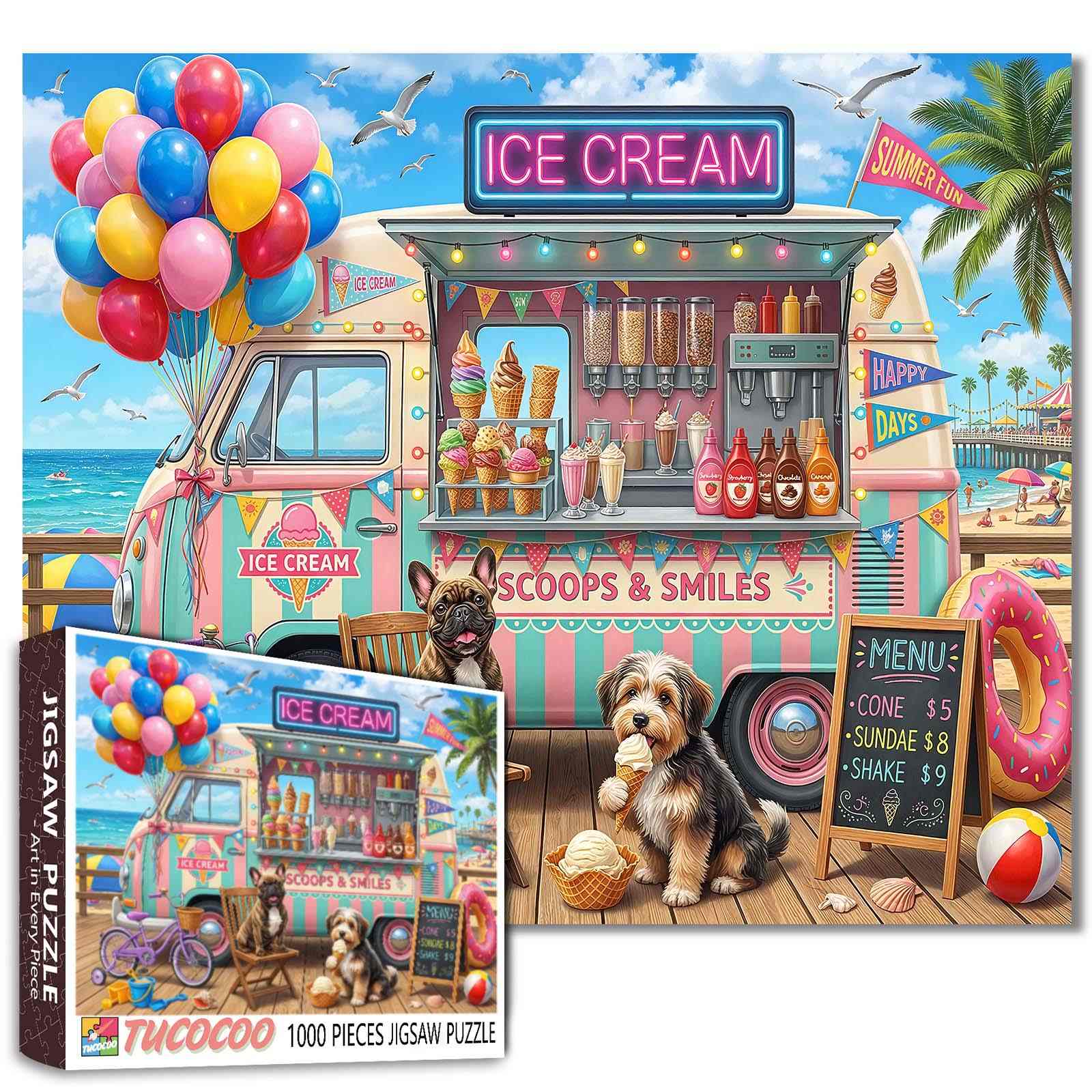 Beach Ice Cream Truck Summer Fun Jigsaw Puzzle