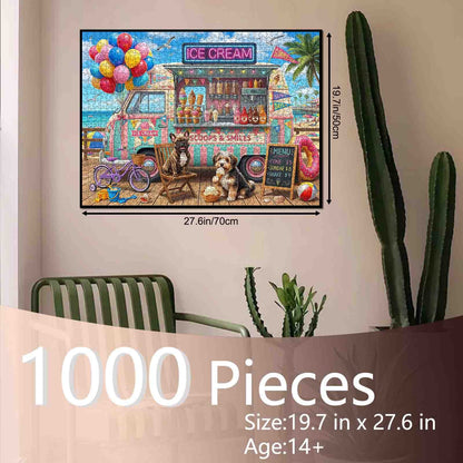 Beach Ice Cream Truck Summer Fun Jigsaw Puzzle