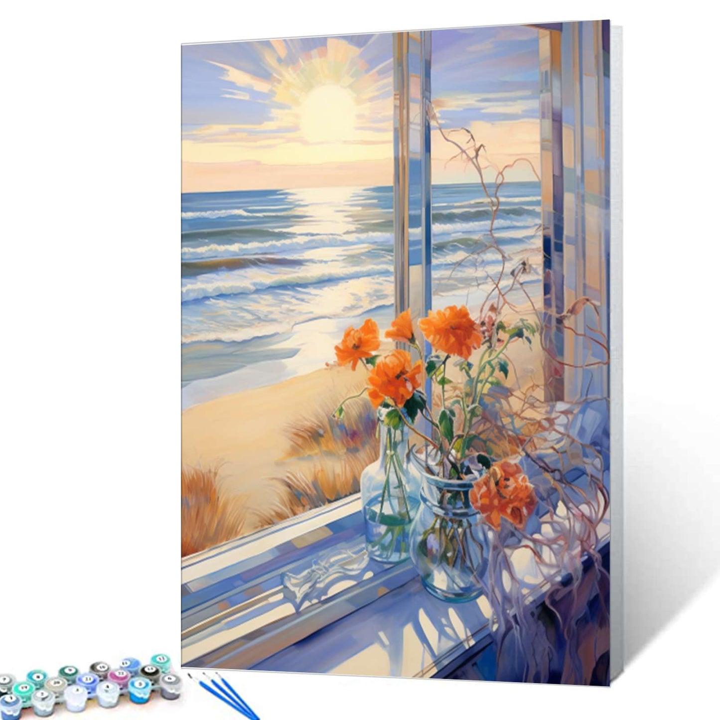 Sunrise Ocean View from Window Paint by Numbers