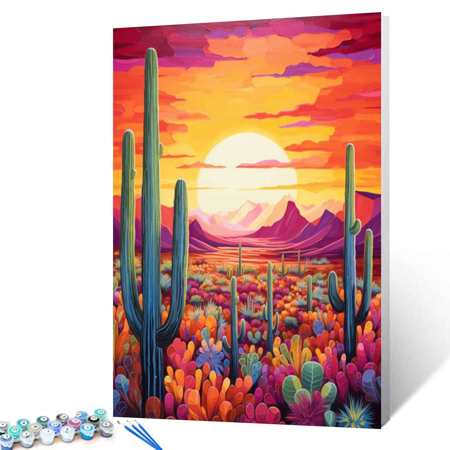 Desert Sunset with Cacti Paint by Numbers