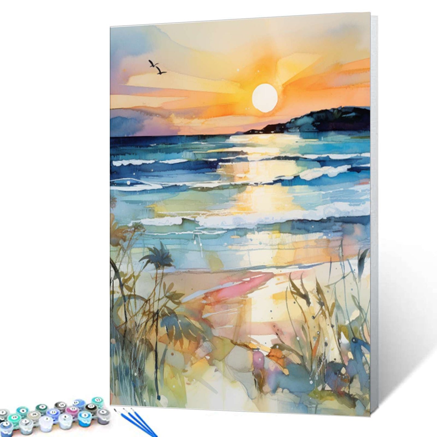 Serene Sunset Beachscape Paint by Numbers