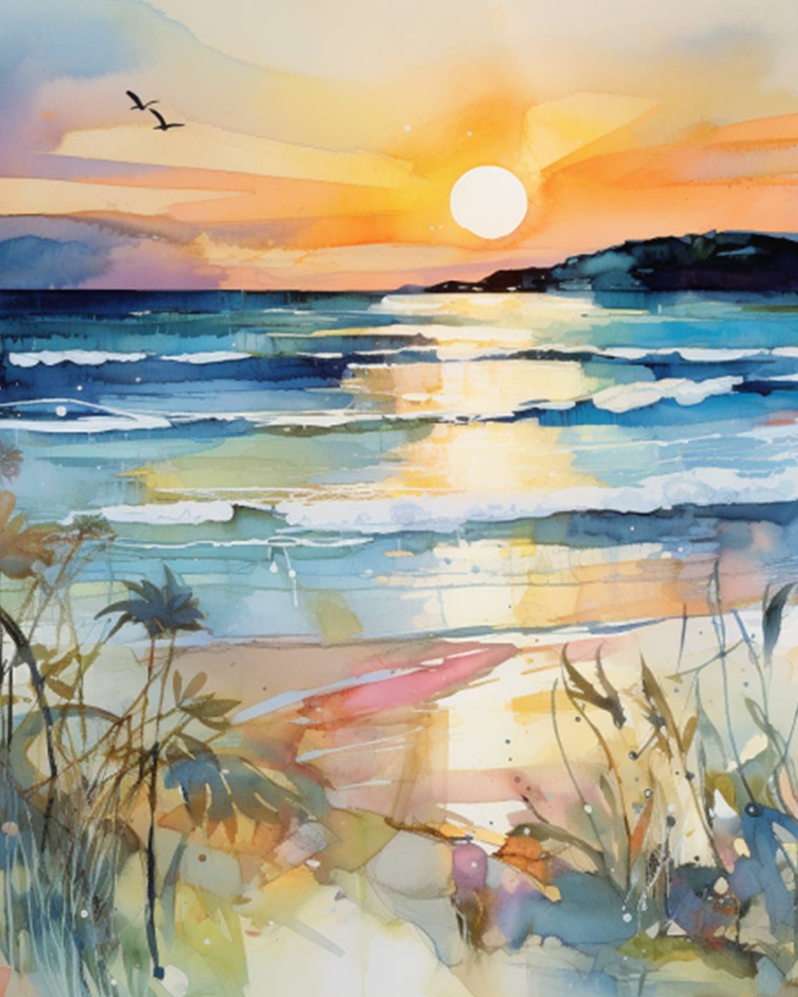 Serene Sunset Beachscape Paint by Numbers