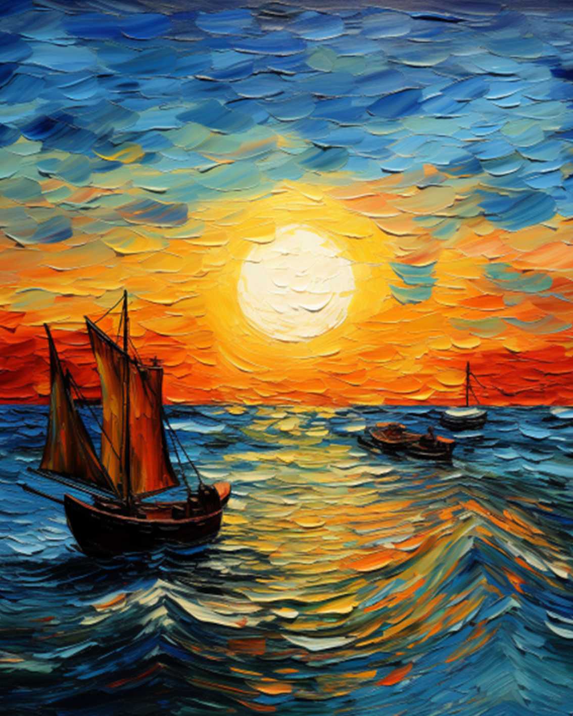 Vibrant Sailboats at Sunset Paint by Numbers