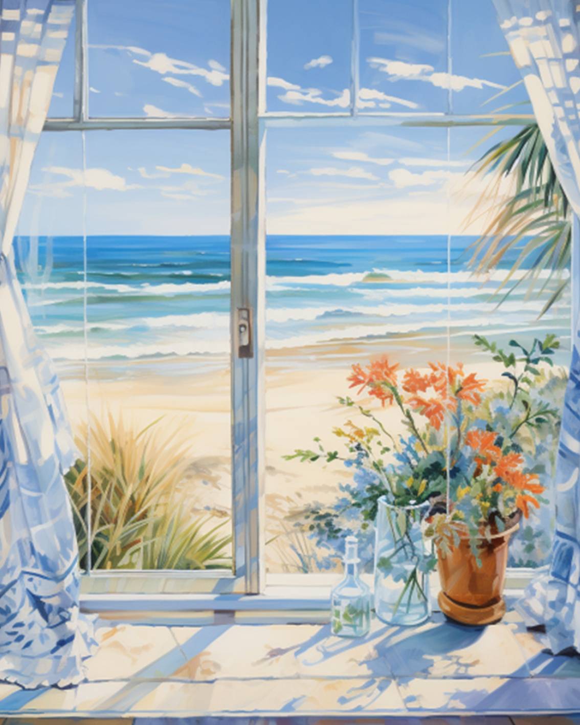 Bright Beach Morning from Window Paint by Numbers