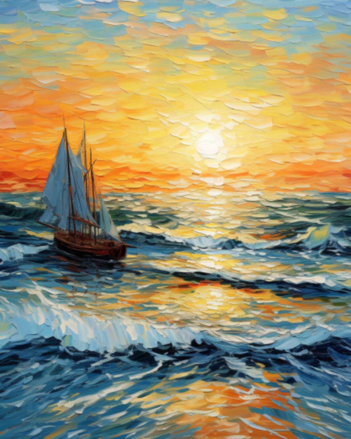 Peaceful Sail at Sunset Paint by Numbers