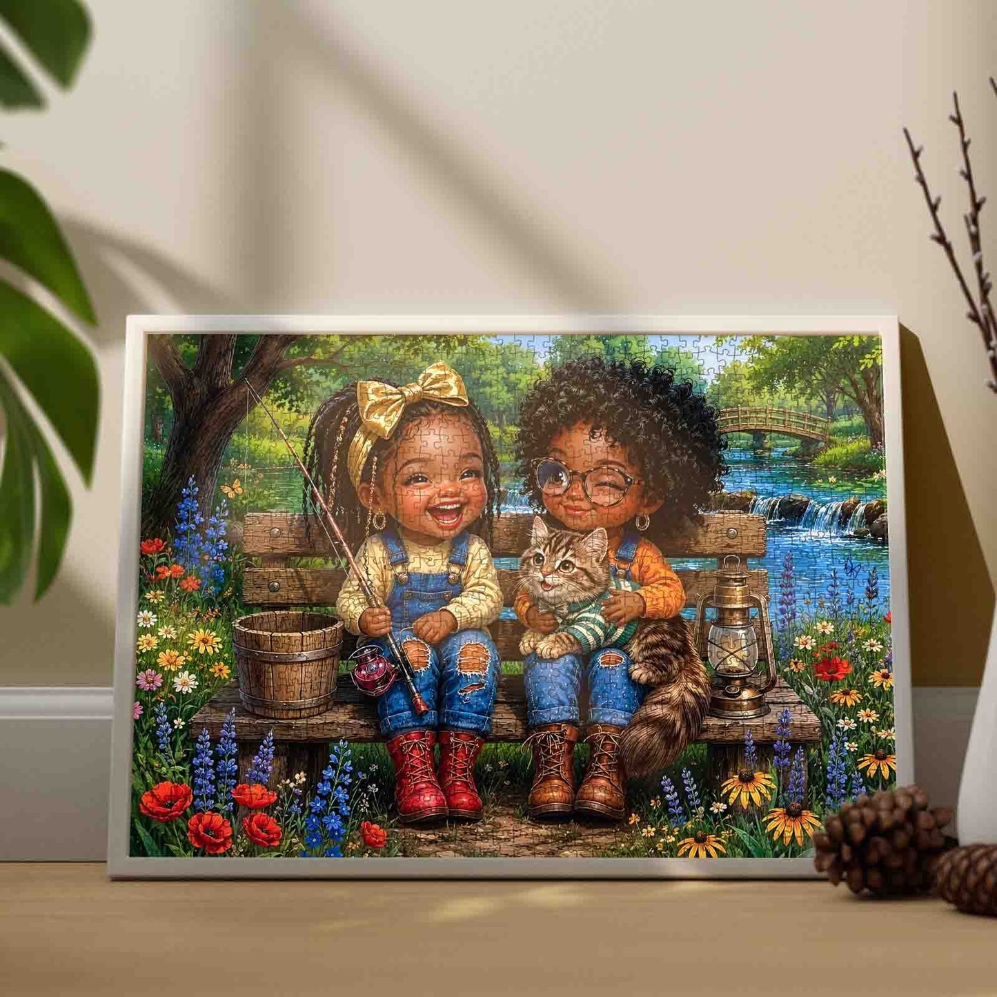 Best Friends Fishing Day Riverside Jigsaw Puzzle