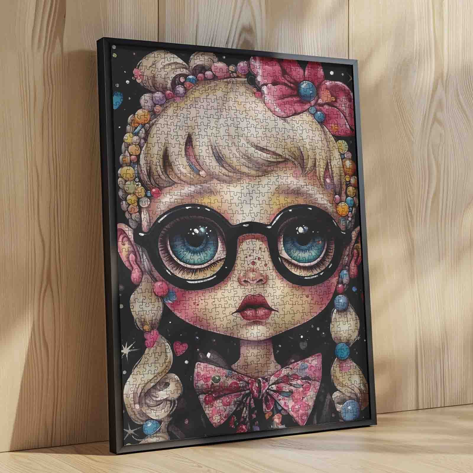 Big-Eyed Girl with Candy Braids Jigsaw Puzzle