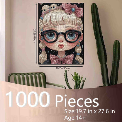 Big-Eyed Girl with Candy Braids Jigsaw Puzzle