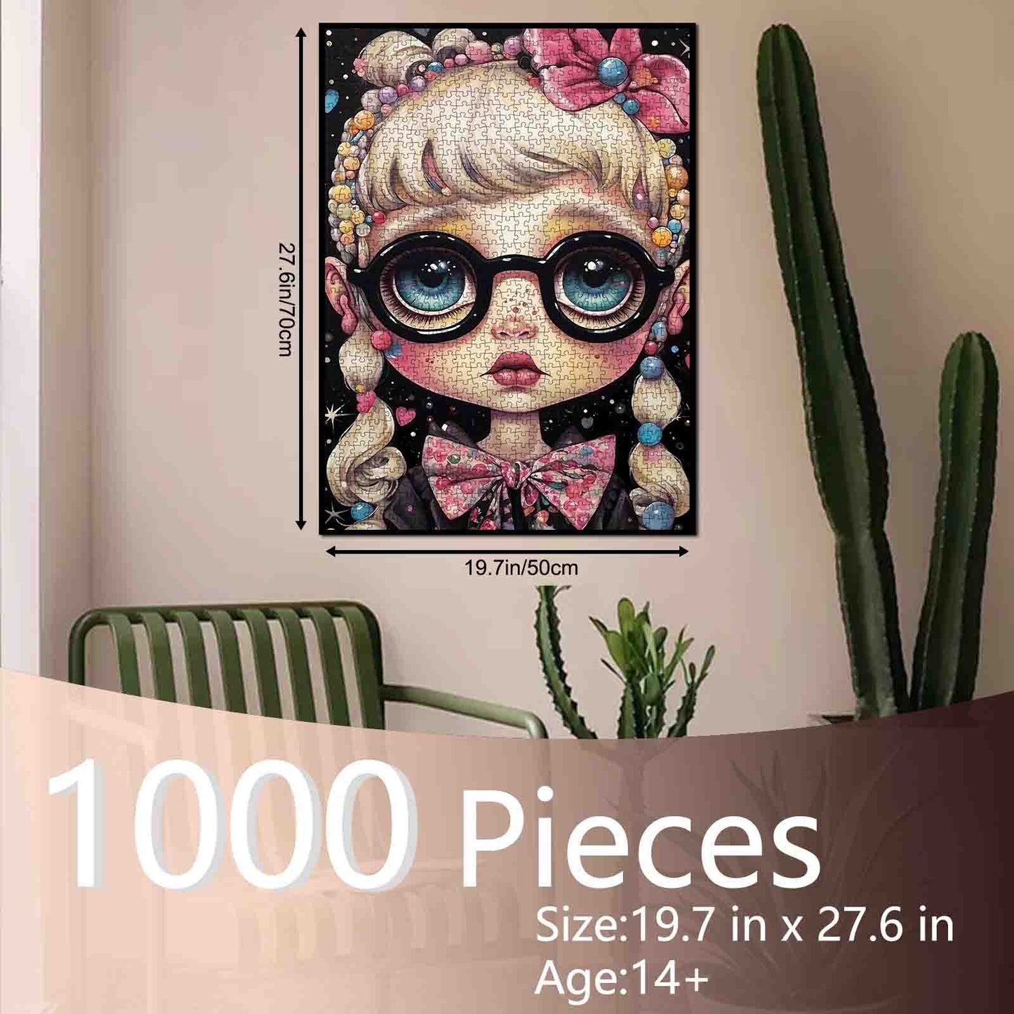 Big-Eyed Girl with Candy Braids Jigsaw Puzzle