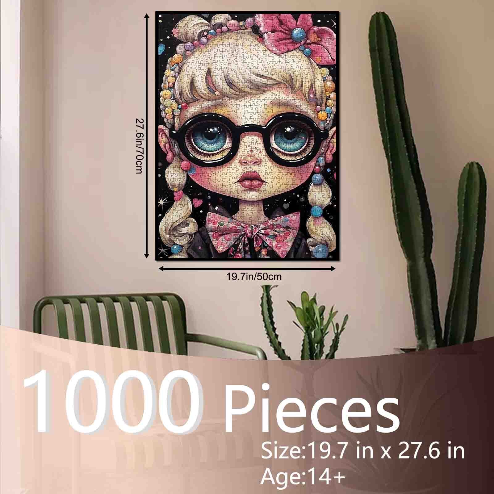Big-Eyed Girl with Candy Braids Jigsaw Puzzle