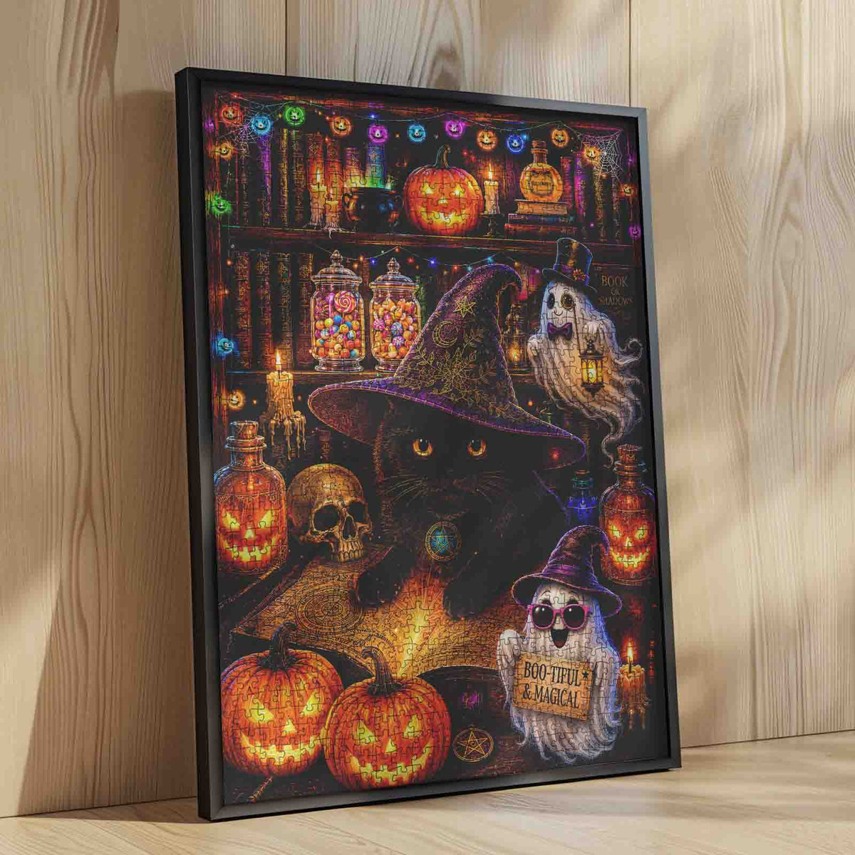 Black Cat Witchy Library Jigsaw Puzzle