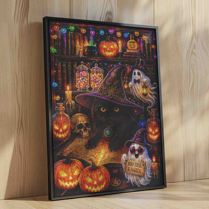 Black Cat Witchy Library Jigsaw Puzzle