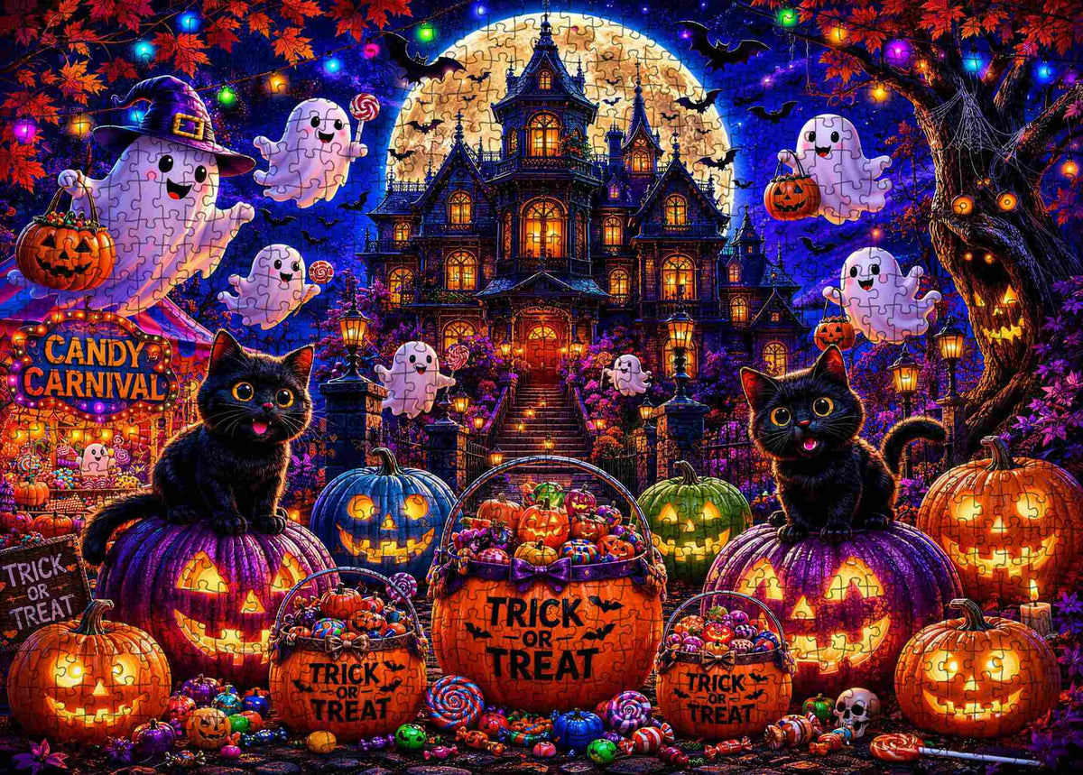 Black Cats Candy Carnival Jigsaw Puzzle