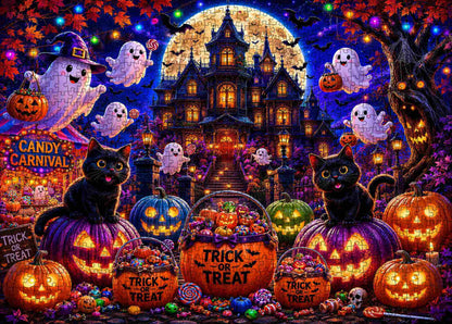 Black Cats Candy Carnival Jigsaw Puzzle