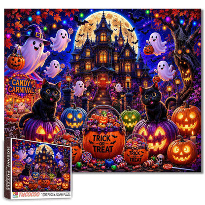 Black Cats Candy Carnival Jigsaw Puzzle
