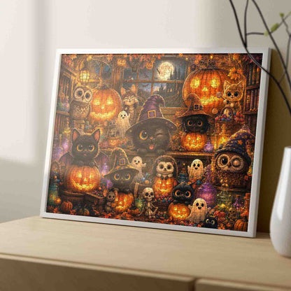 Black Cats Pumpkin Workshop Jigsaw Puzzle