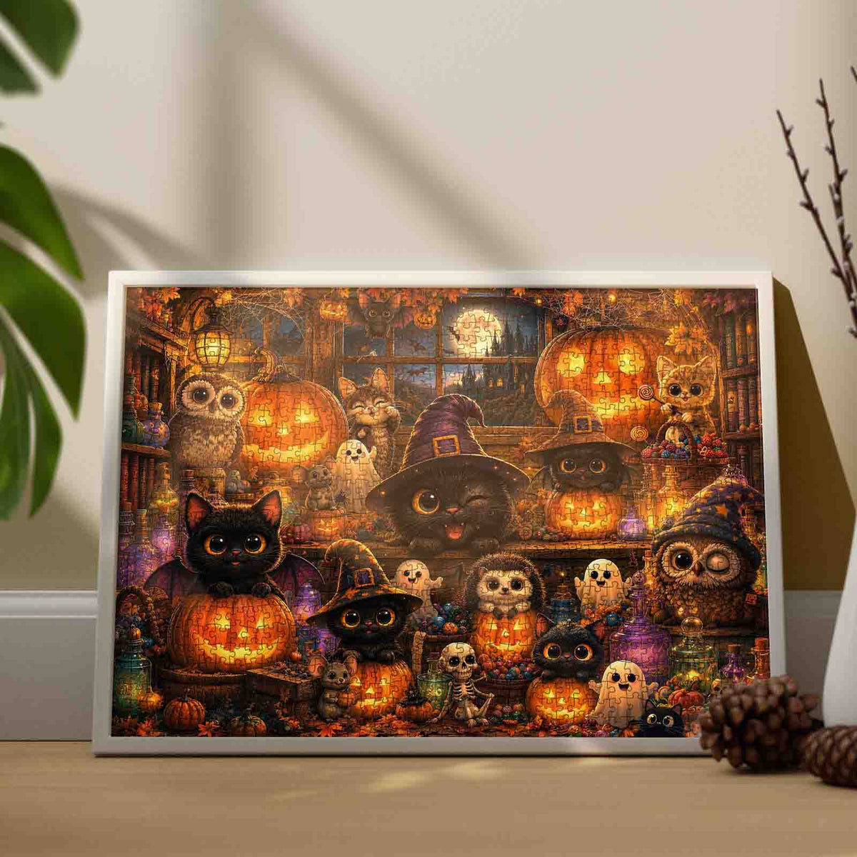 Black Cats Pumpkin Workshop Jigsaw Puzzle