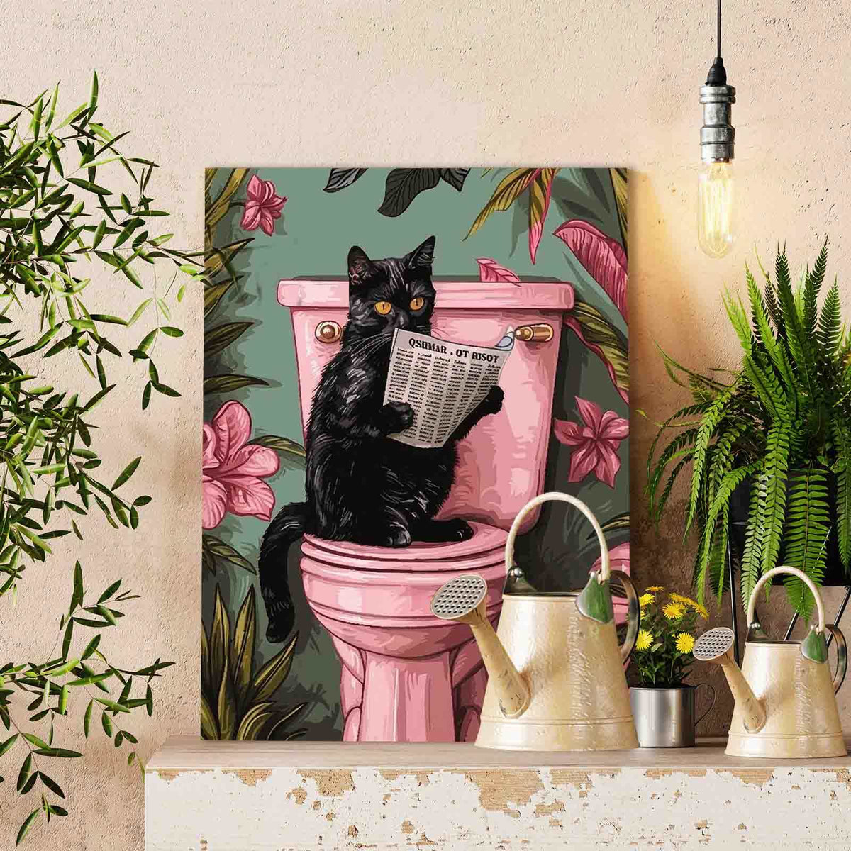 Black Cat on the Toilet Paint by Numbers – Tucocoo