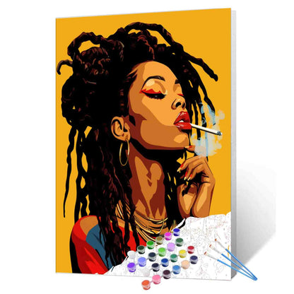 Black Girl with Dreadlocks Paint by Numbers