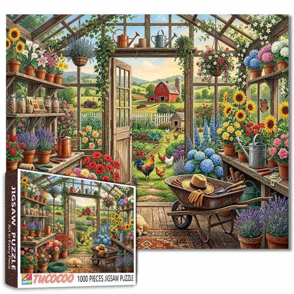 Blooming Farmhouse Greenhouse Jigsaw Puzzle