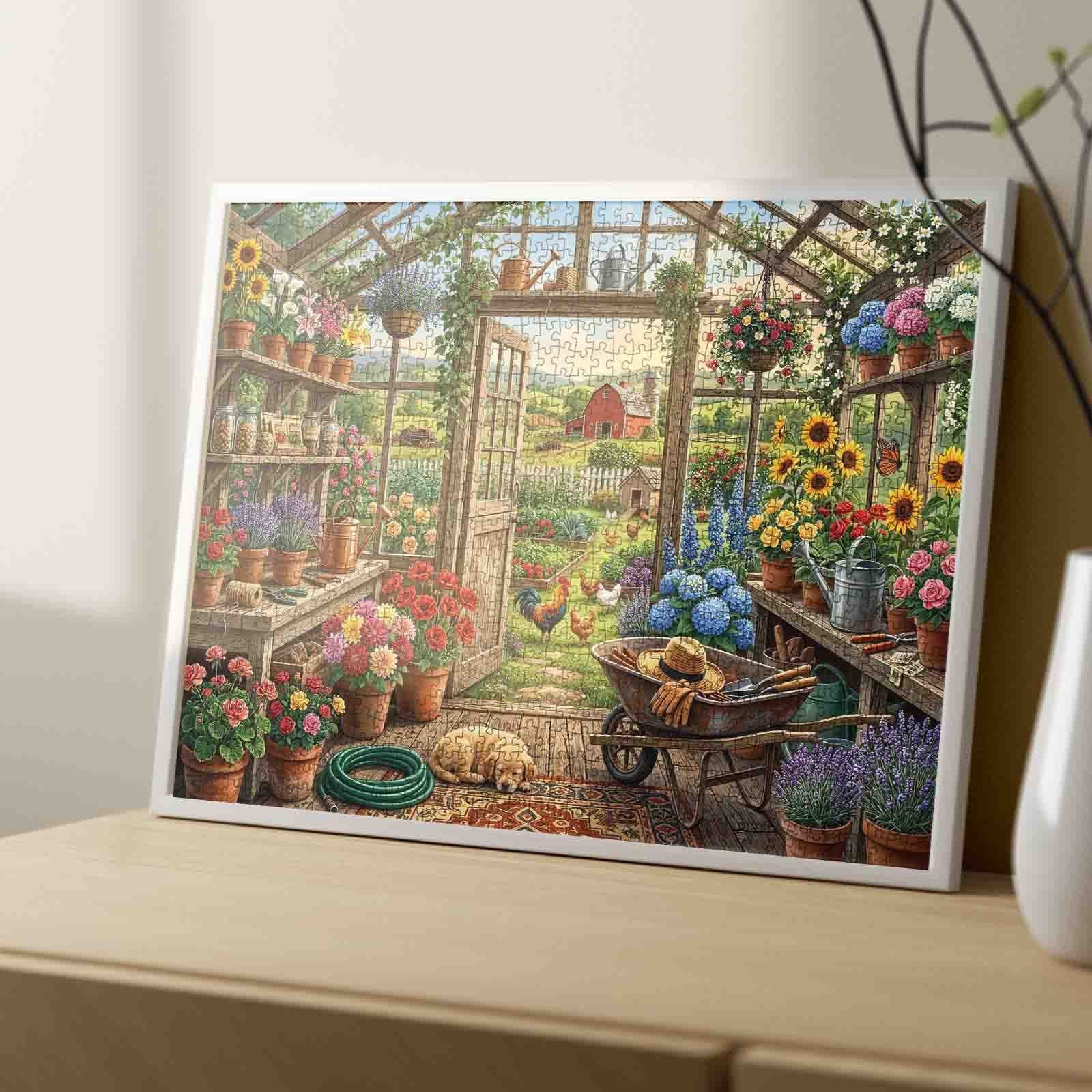 Blooming Farmhouse Greenhouse Jigsaw Puzzle