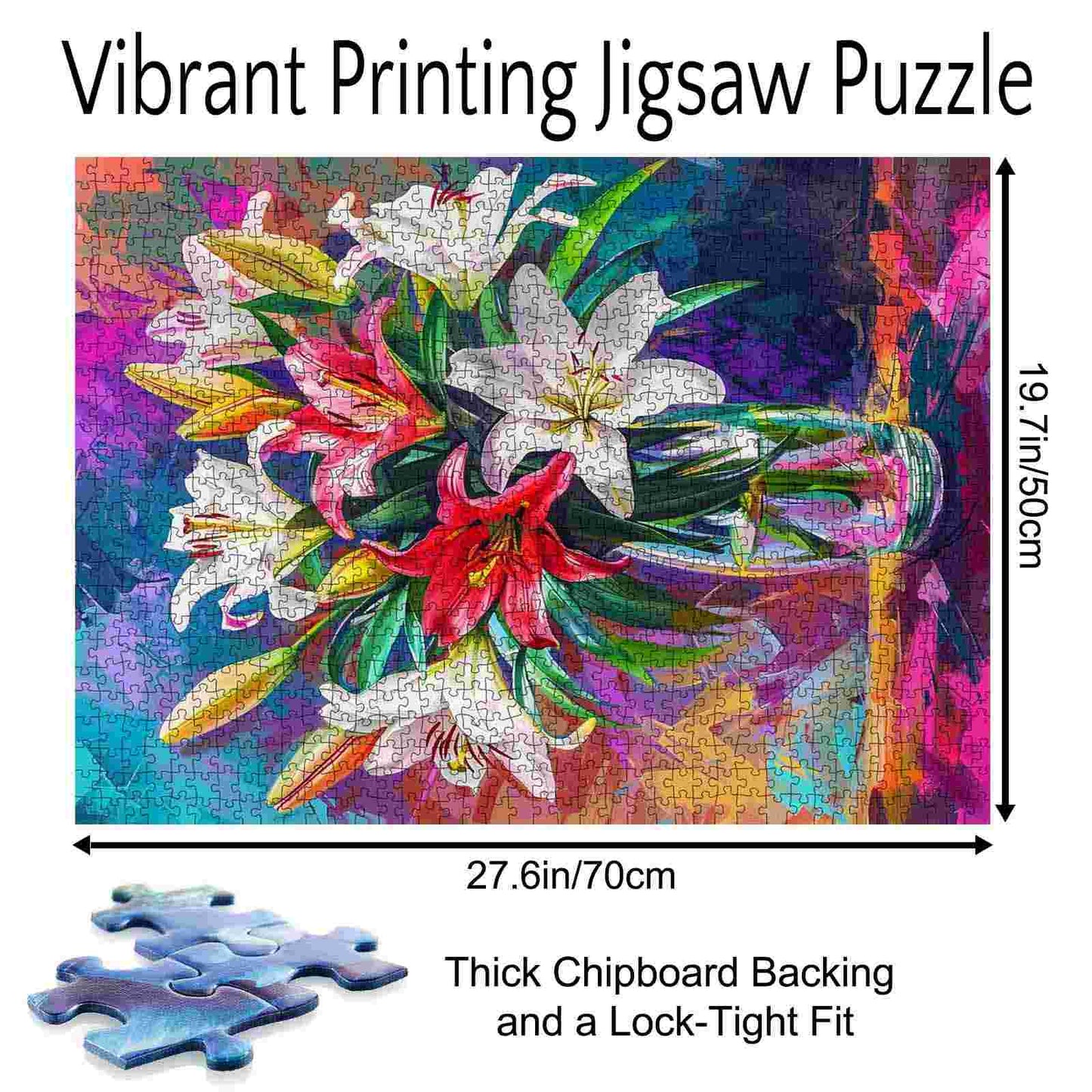 Blooming Lilies in Colorful Vase Jigsaw Puzzle