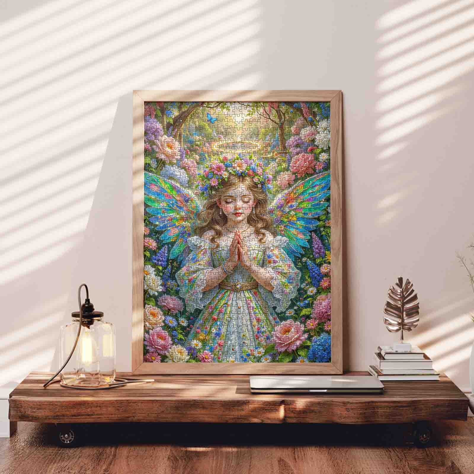 Blossom-Winged Fairy in Enchanted Garden Jigsaw Puzzle