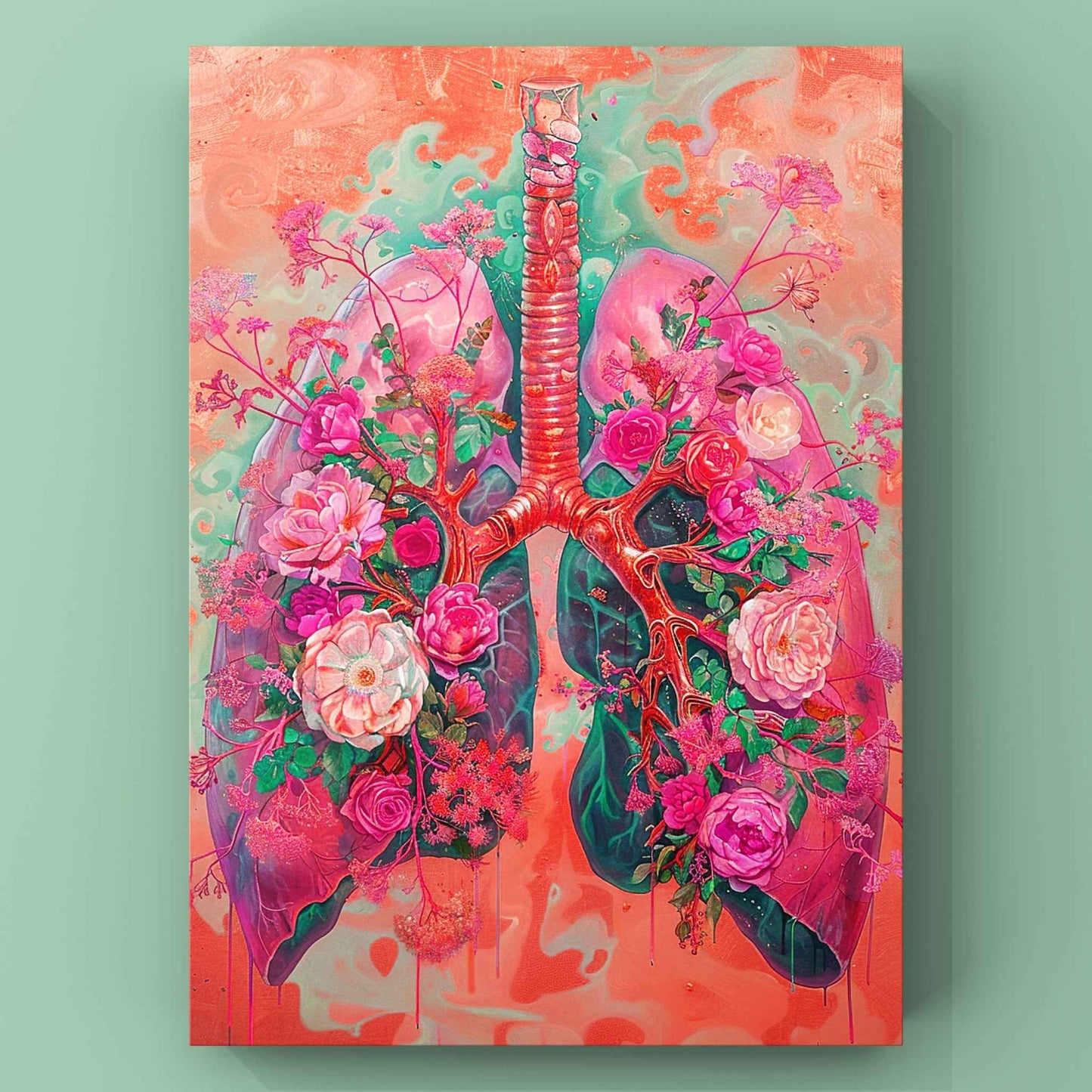 Floral Harmony Lungs Canvas Wall Art