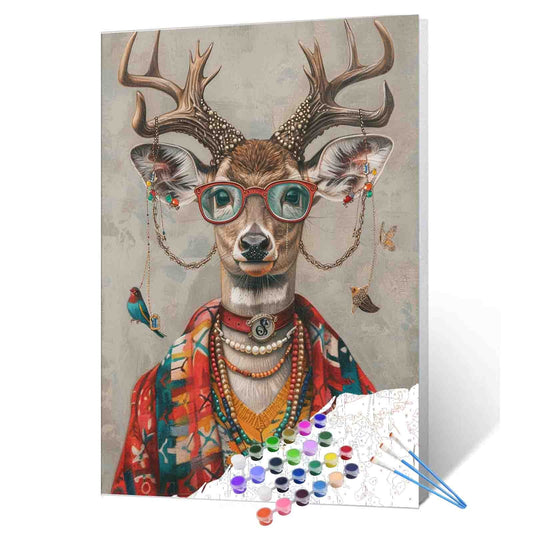 Bohemian Deer Portrait Paint by Numbers