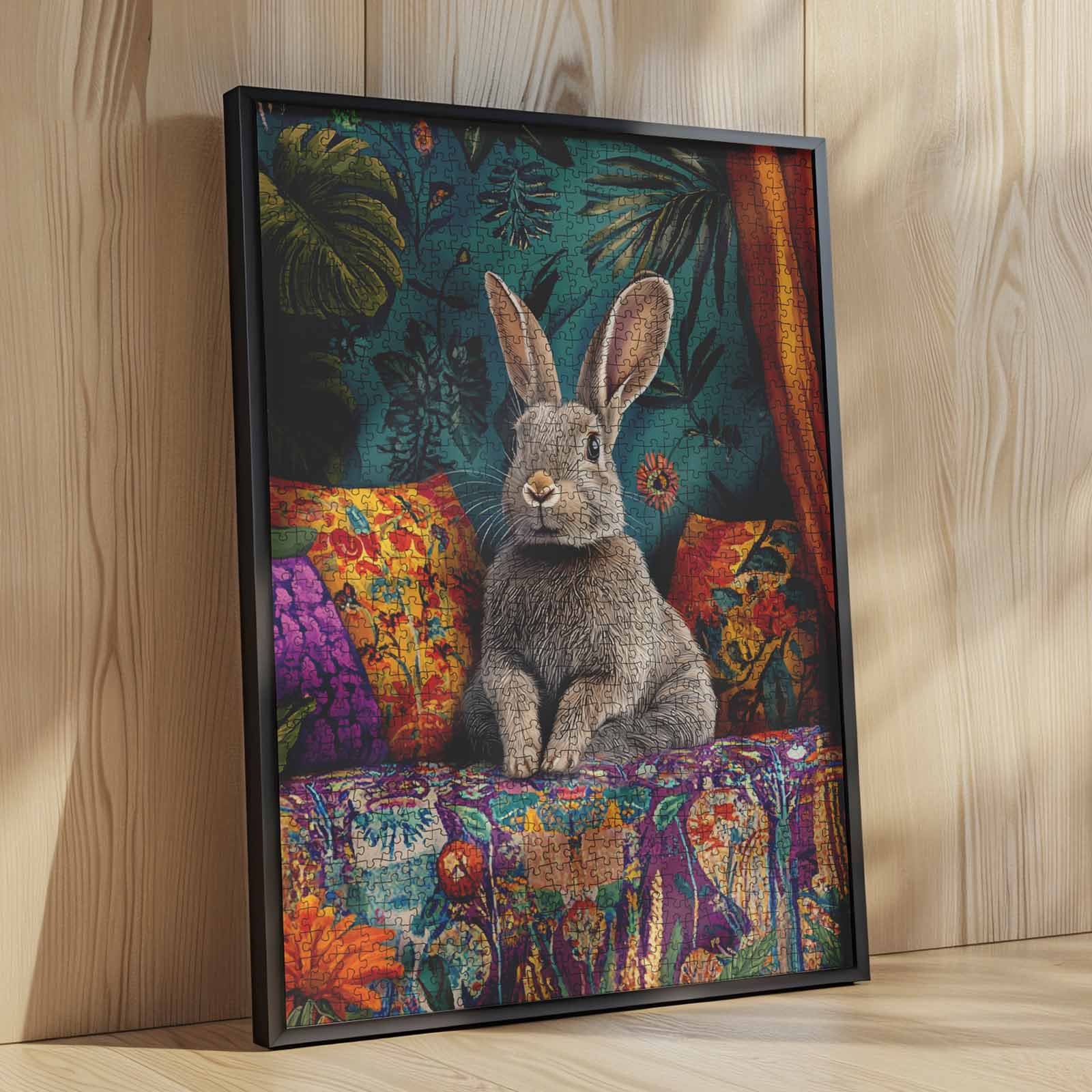 Boho Bunny on Vibrant Sofa Jigsaw Puzzle