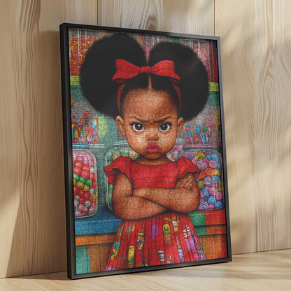 Bold Little Girl Candy Shop Jigsaw Puzzle