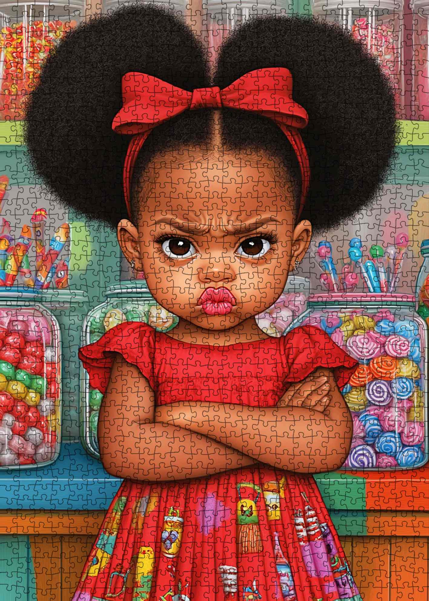 Bold Little Girl Candy Shop Jigsaw Puzzle