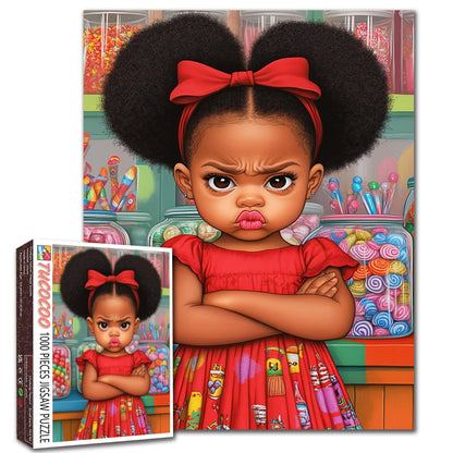 Bold Little Girl Candy Shop Jigsaw Puzzle