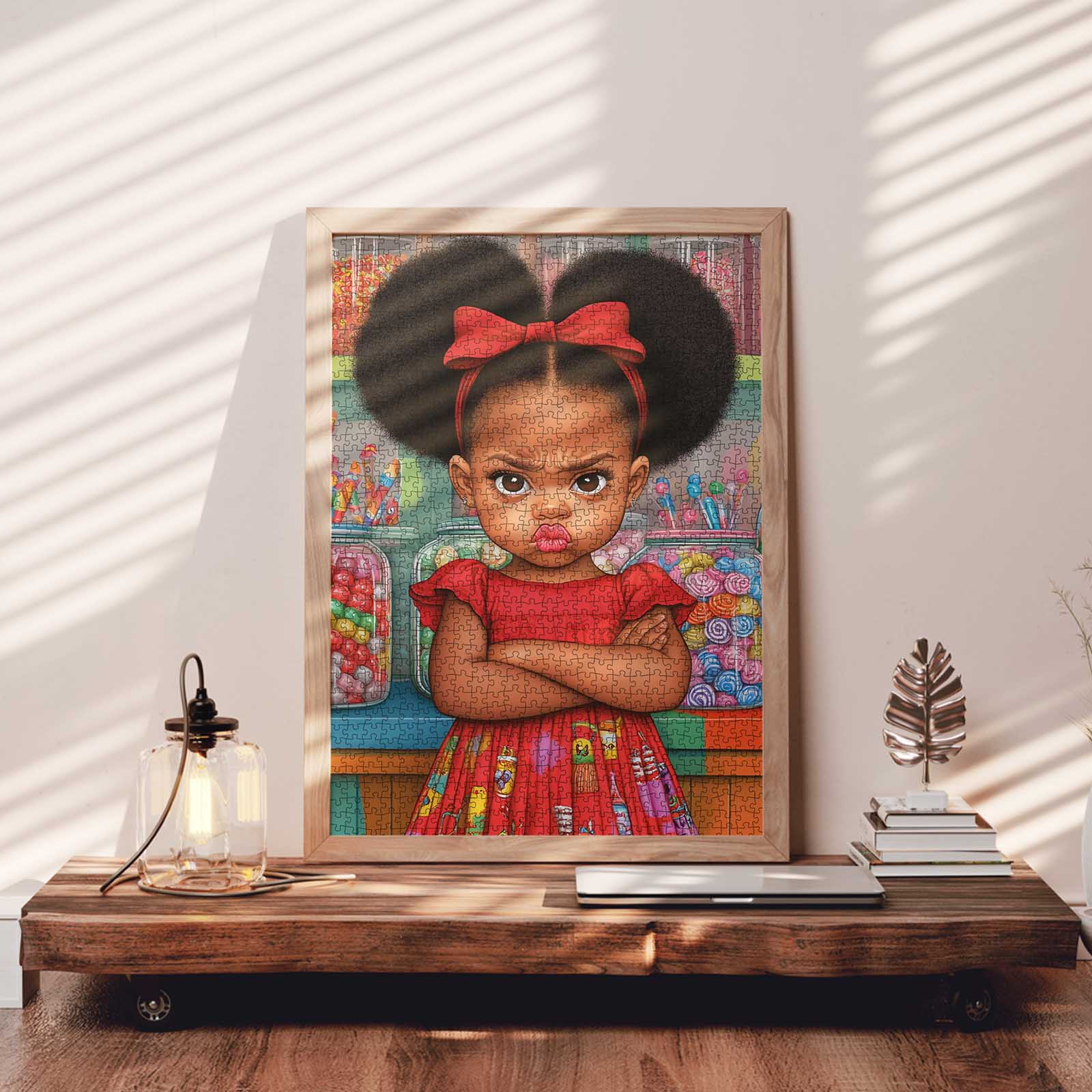 Bold Little Girl Candy Shop Jigsaw Puzzle