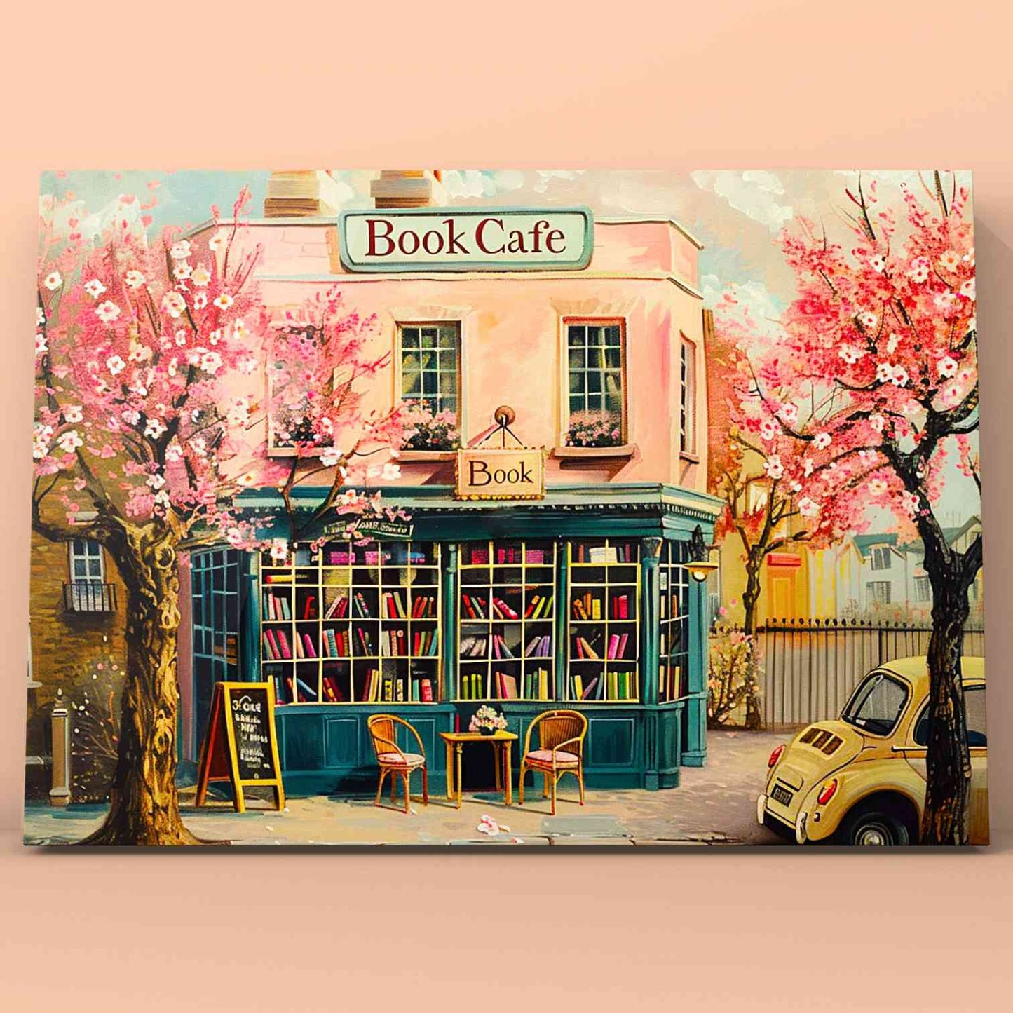 Charming Springtime Book Café Paint by Numbers