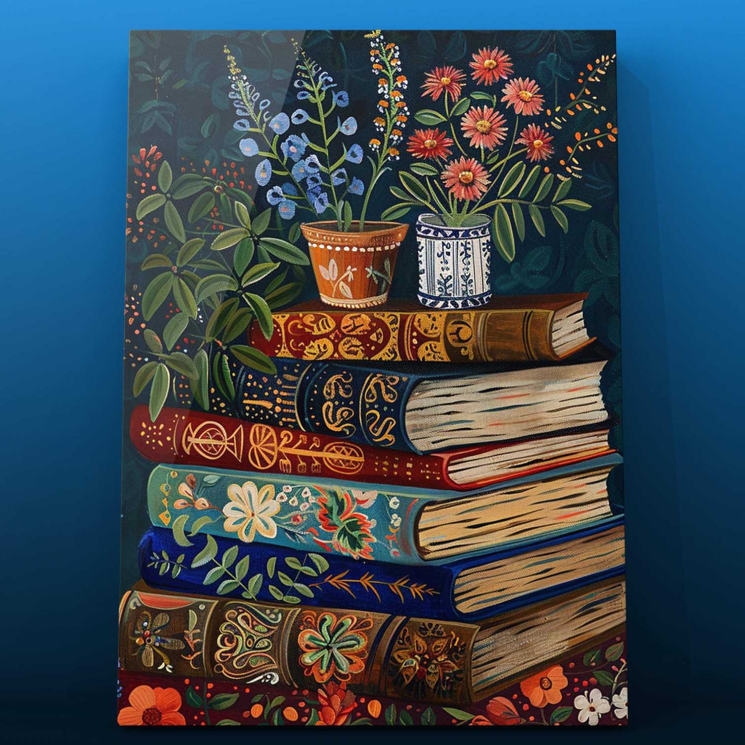 Decorative Books and Floral Arrangements Paint by Numbers