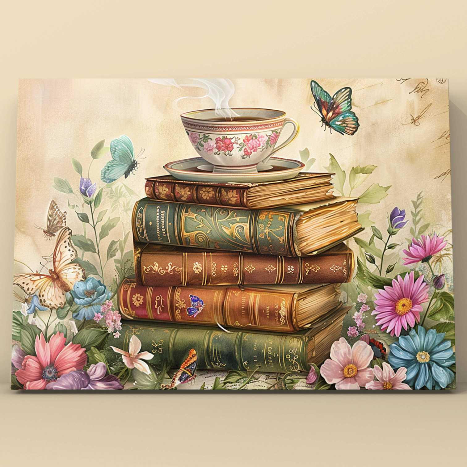 Books Tea and Butterflies Paint by Numbers