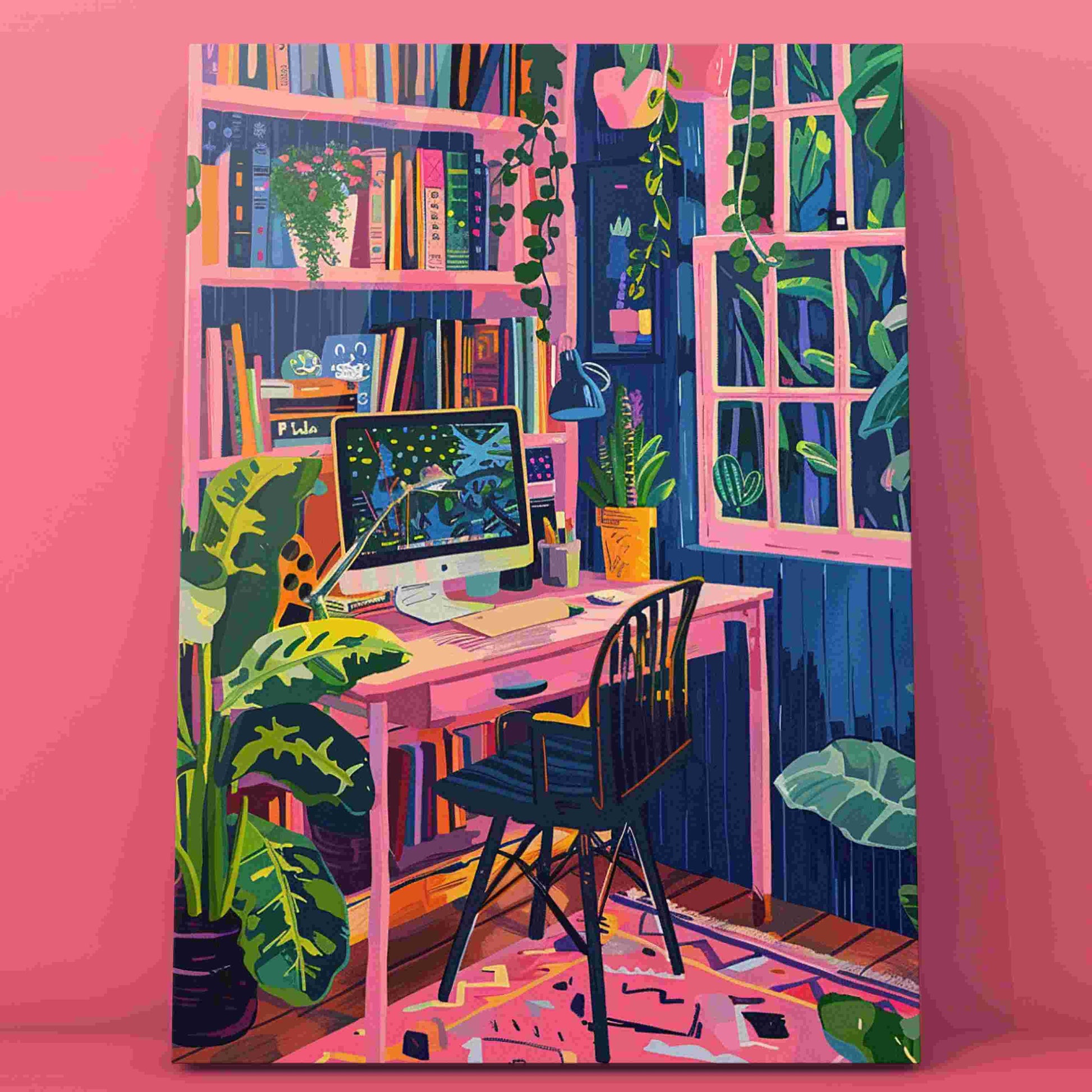 Creative Workspace with Plants Paint by Numbers