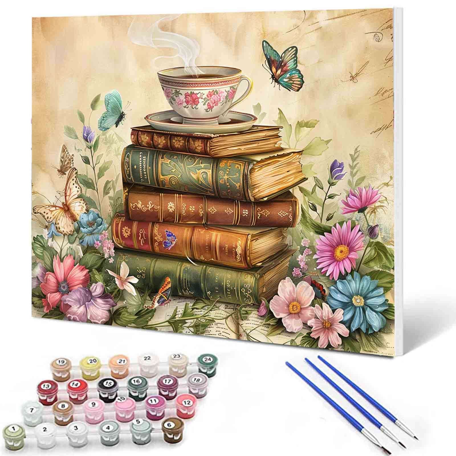 Books Tea and Butterflies Paint by Numbers