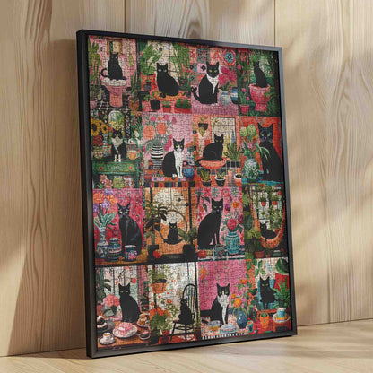 Botanical Black Cat Home Collection Jigsaw Puzzle