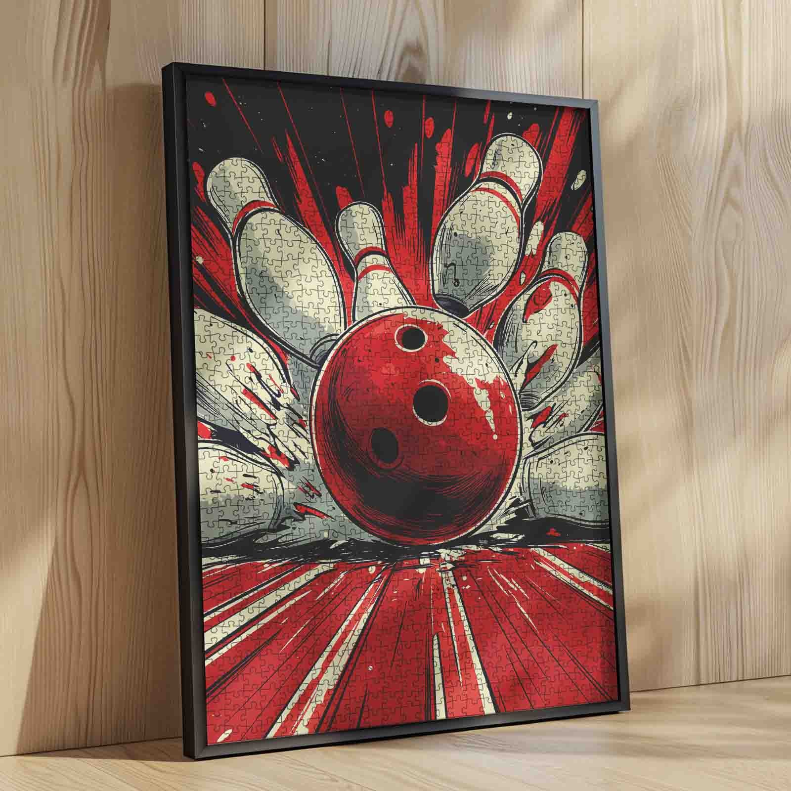 Bowling Strike Explosion Retro Art Jigsaw Puzzle