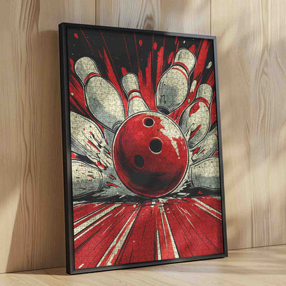 Bowling Strike Explosion Retro Art Jigsaw Puzzle
