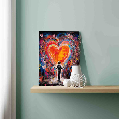 Boy Facing Giant Heart Graffiti paint by numbers