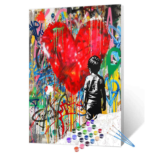 Boy with Heart Graffiti paint by numbers