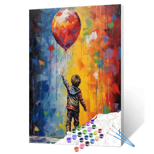 Boy with Red Balloon paint by numbers