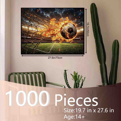 Burning Soccer Ball Goal Stadium Jigsaw Puzzle